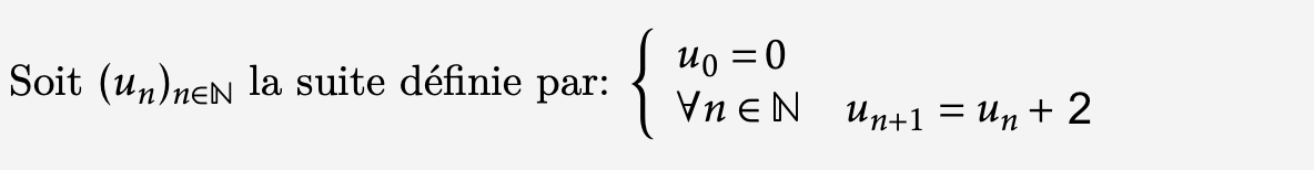 exemple de duite recursive, exprimée en langage mathématique