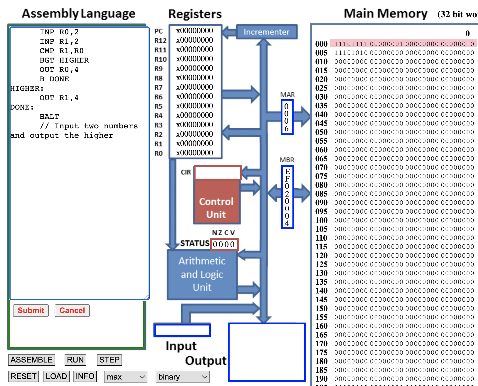 clic droit > ouvrir dans un nouvel onglet pour lancer le simulateur ARM