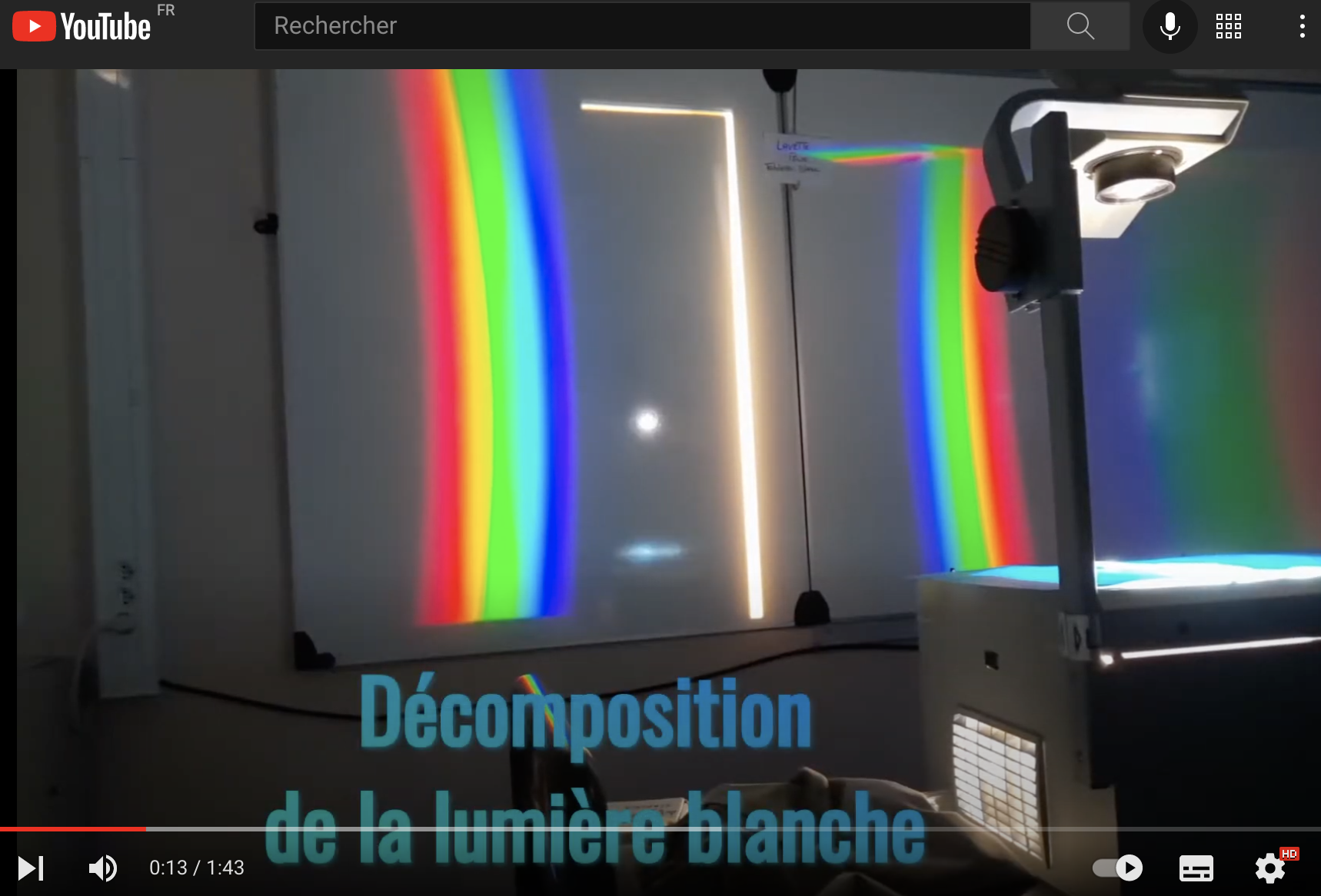 Video : synthèse soustractive ou influence de filtres colorés sur la lumière blanche