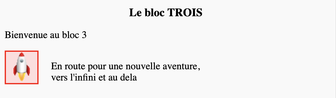 Le bloc 3: le paragraphe et l'image sont maintenant côte à côte