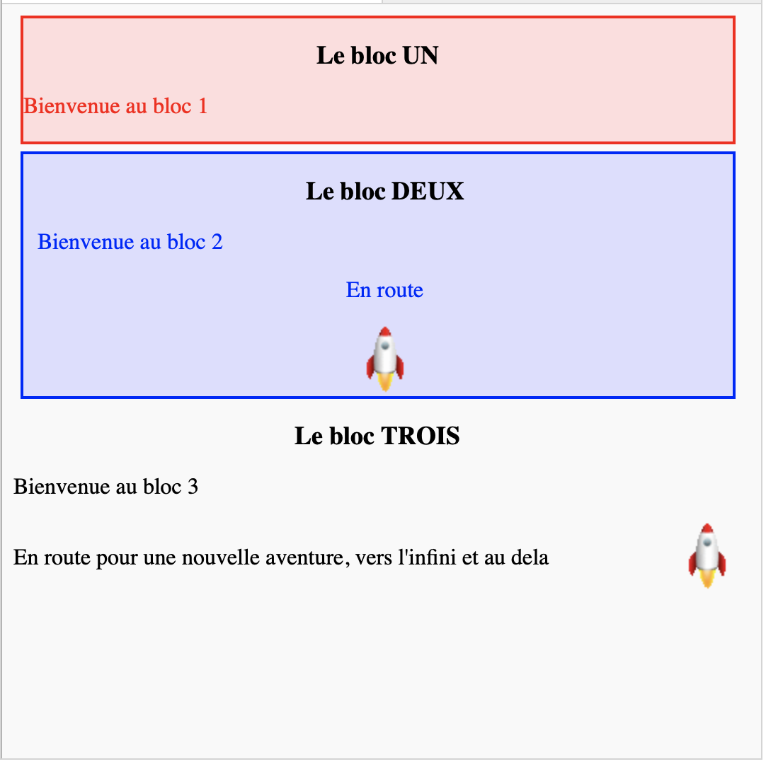 page avec les 3 blocs