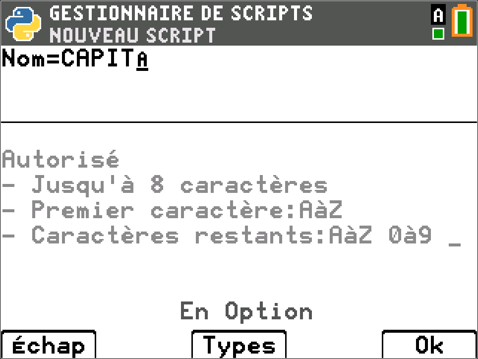 saisie du nom du programme