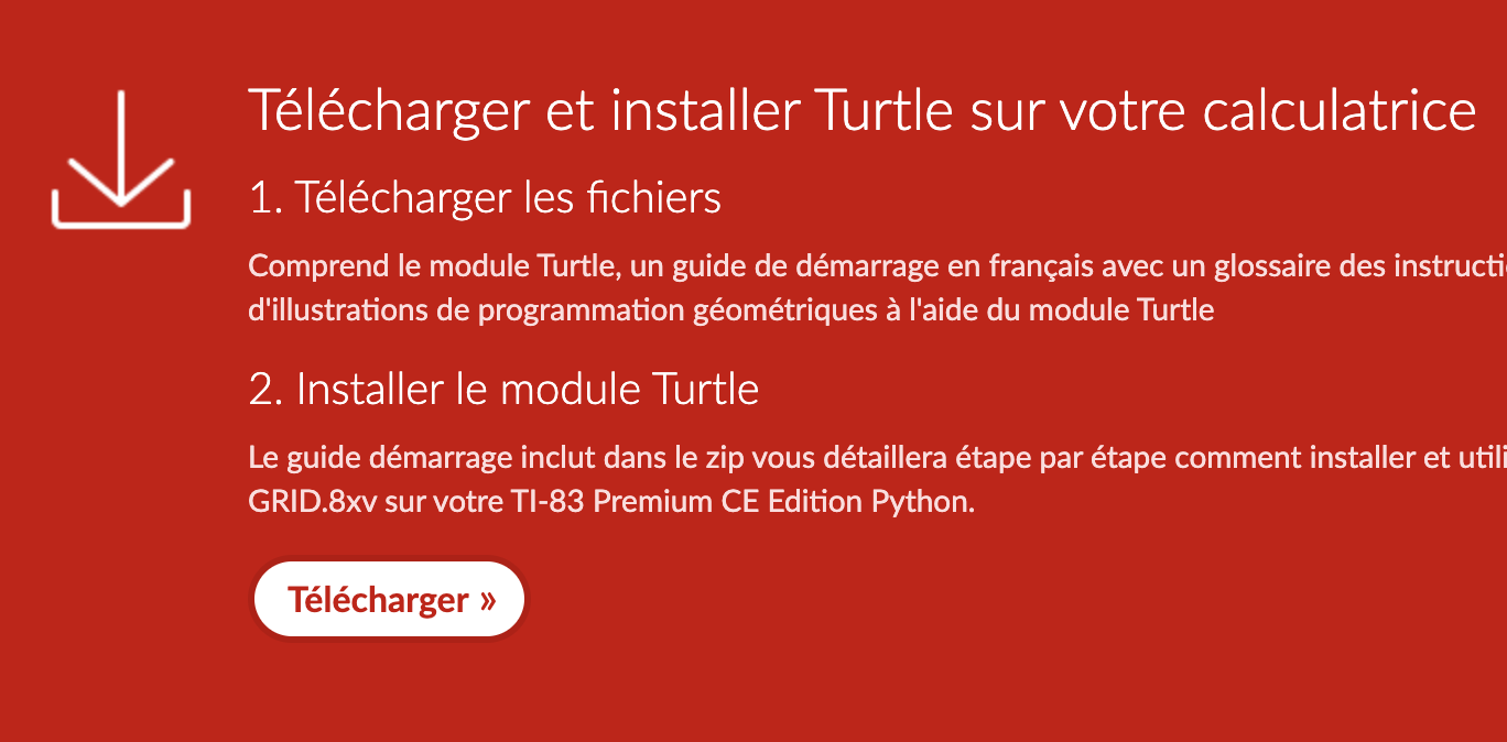 page de téléchargement du module Turtle